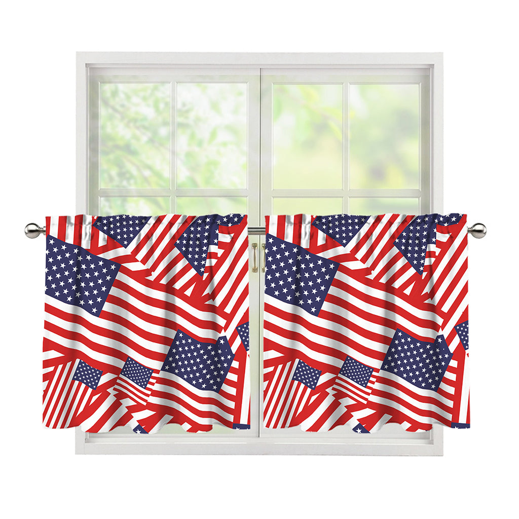 Independence Day USA Flag Pattern Print Tier Curtains