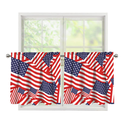 Independence Day USA Flag Pattern Print Tier Curtains