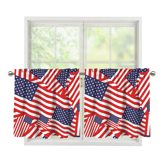 Independence Day USA Flag Pattern Print Tier Curtains
