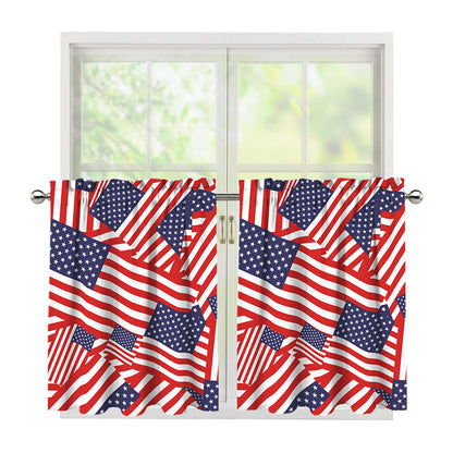 Independence Day USA Flag Pattern Print Tier Curtains