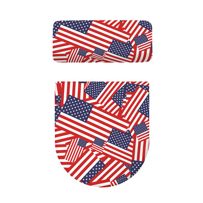 Independence Day USA Flag Pattern Print Toilet Lid And Tank Cover Set