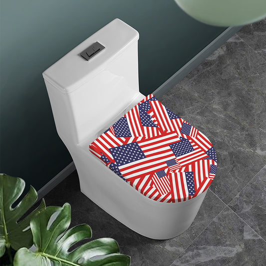 Independence Day USA Flag Pattern Print Toilet Lid Cover