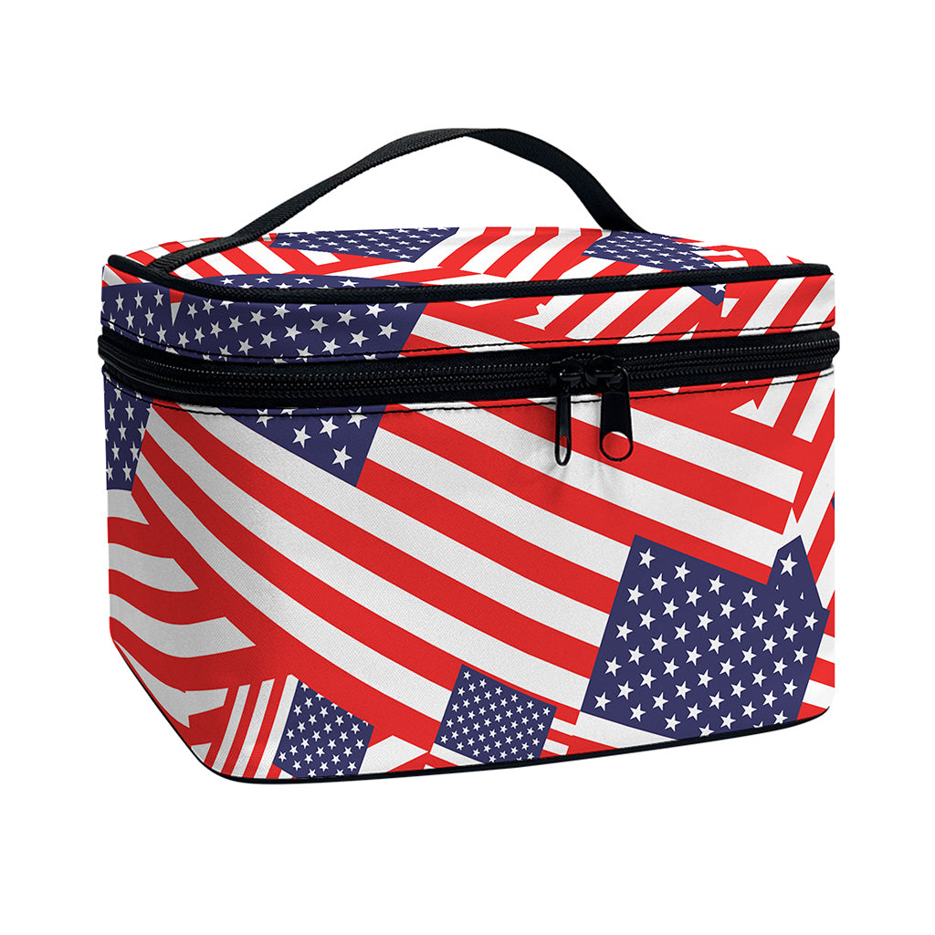 Independence Day USA Flag Pattern Print Travel Makeup Bag