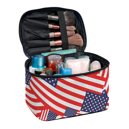 Independence Day USA Flag Pattern Print Travel Makeup Bag