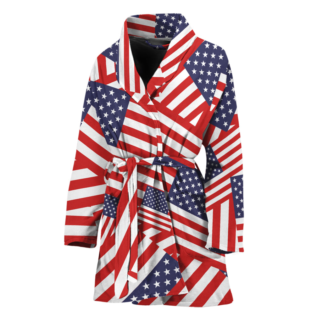Independence Day USA Flag Pattern Print Women's Bathrobe