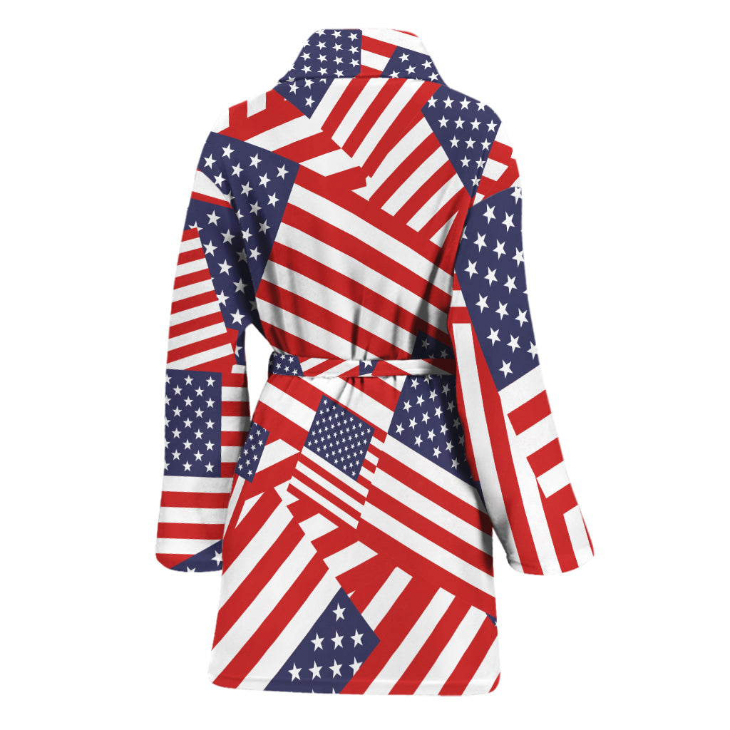 Independence Day USA Flag Pattern Print Women's Bathrobe
