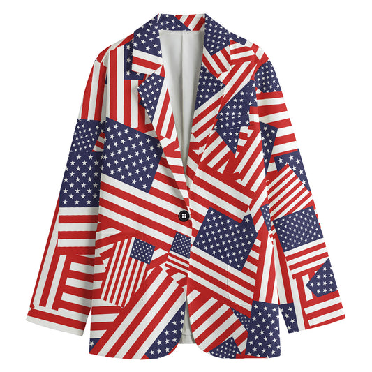 Independence Day USA Flag Pattern Print Women's Blazer