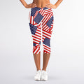 Independence Day USA Flag Pattern Print Women's Capri Leggings