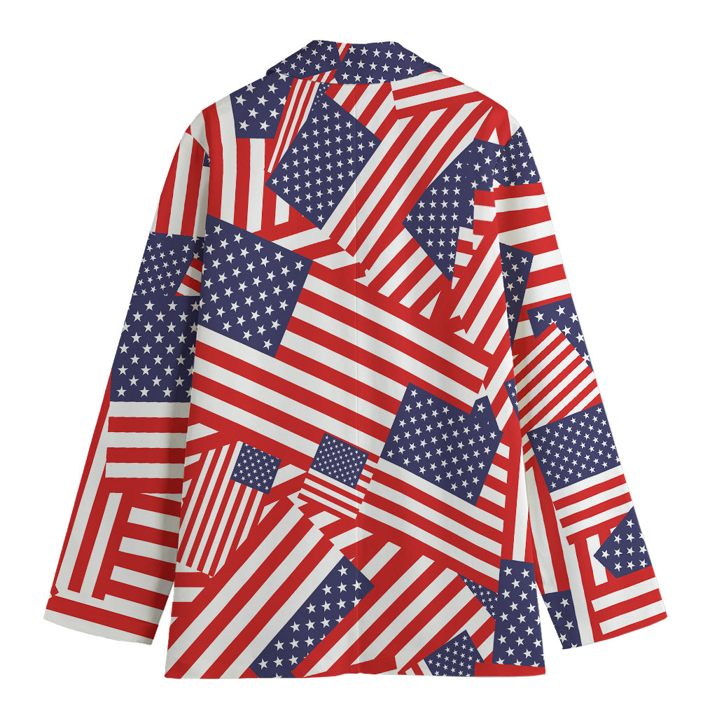 Independence Day USA Flag Pattern Print Women's Cotton Blazer