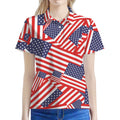 Independence Day USA Flag Pattern Print Women's Polo Shirt