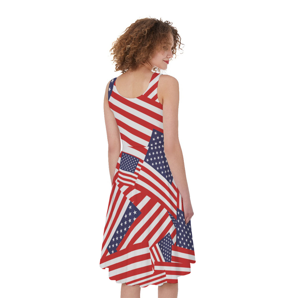 Independence Day USA Flag Pattern Print Women's Sleeveless Dress