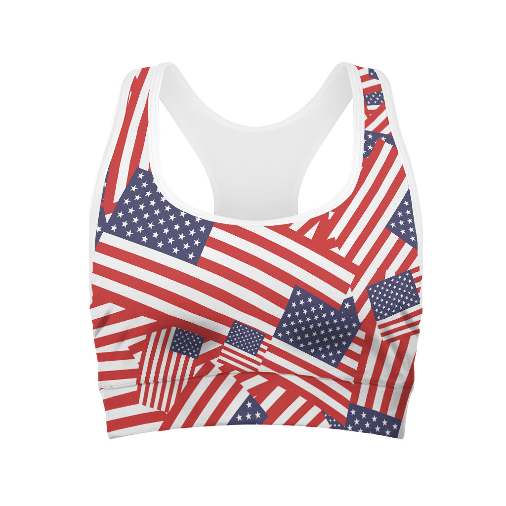 Independence Day USA Flag Pattern Print Women's Sports Bra