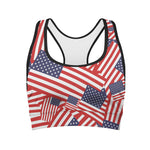 Independence Day USA Flag Pattern Print Women's Sports Bra