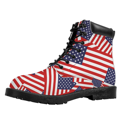 Independence Day USA Flag Pattern Print Work Boots