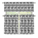 Indian Bohemian Elephant Pattern Print 3 Piece Kitchen Curtains