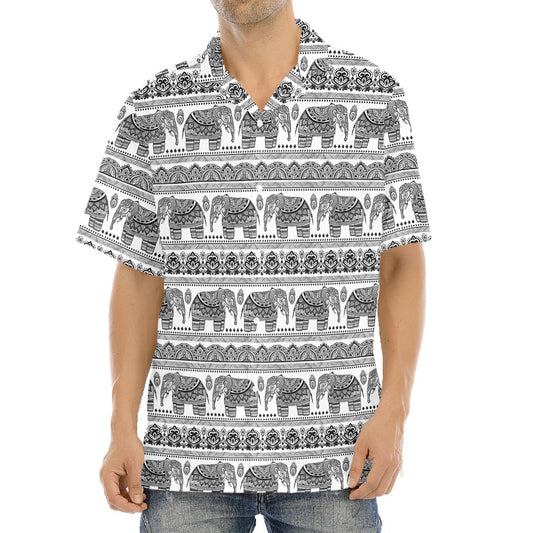 Indian Bohemian Elephant Pattern Print Aloha Shirt