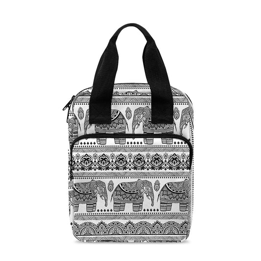 Indian Bohemian Elephant Pattern Print Bible Tote Bag