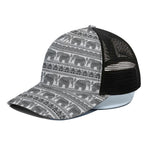 Indian Bohemian Elephant Pattern Print Black Mesh Trucker Cap