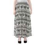 Indian Bohemian Elephant Pattern Print Chiffon Maxi Skirt