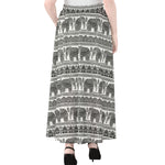 Indian Bohemian Elephant Pattern Print Chiffon Maxi Skirt