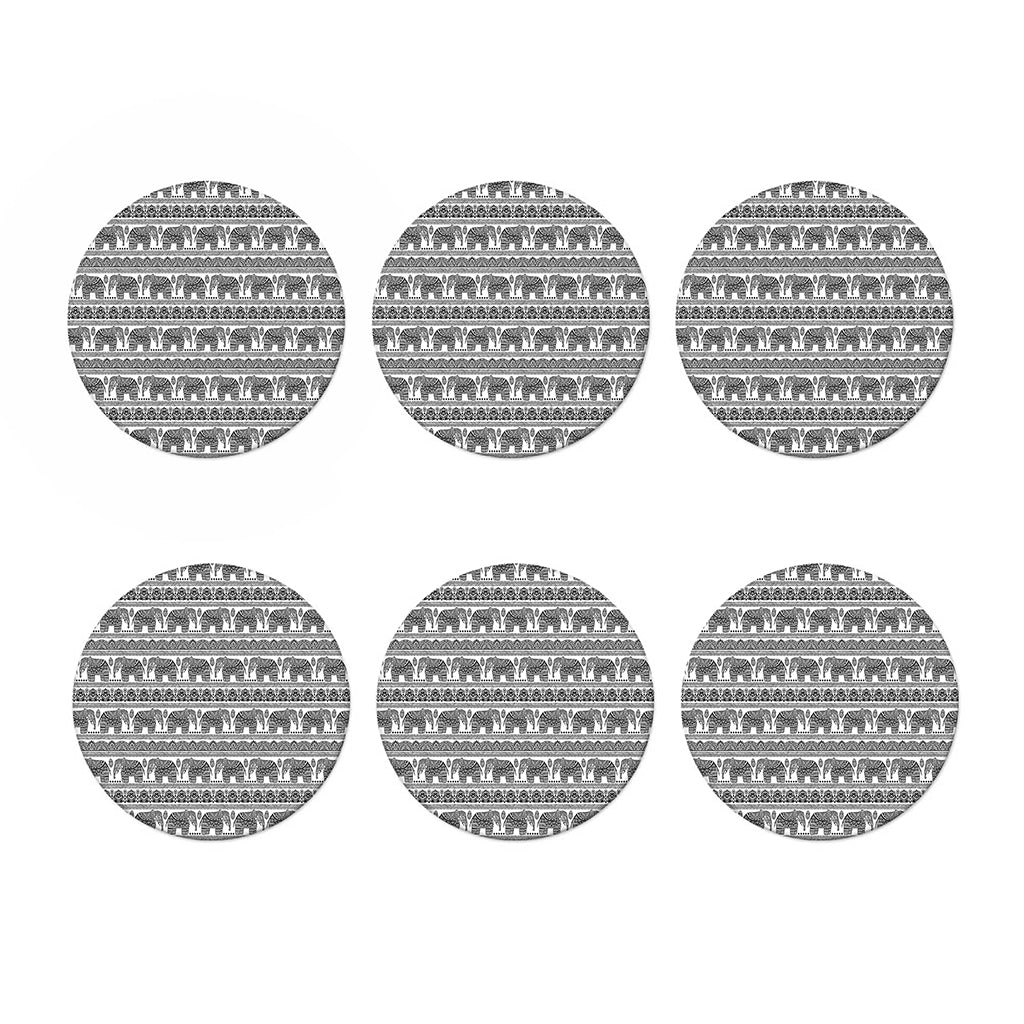 Indian Bohemian Elephant Pattern Print Coaster Set