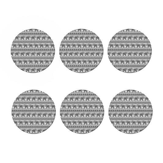 Indian Bohemian Elephant Pattern Print Coaster Set
