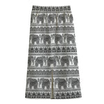 Indian Bohemian Elephant Pattern Print Cotton Front Slit Maxi Skirt