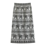 Indian Bohemian Elephant Pattern Print Cotton Front Slit Maxi Skirt