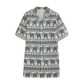 Indian Bohemian Elephant Pattern Print Cotton Hawaiian Shirt