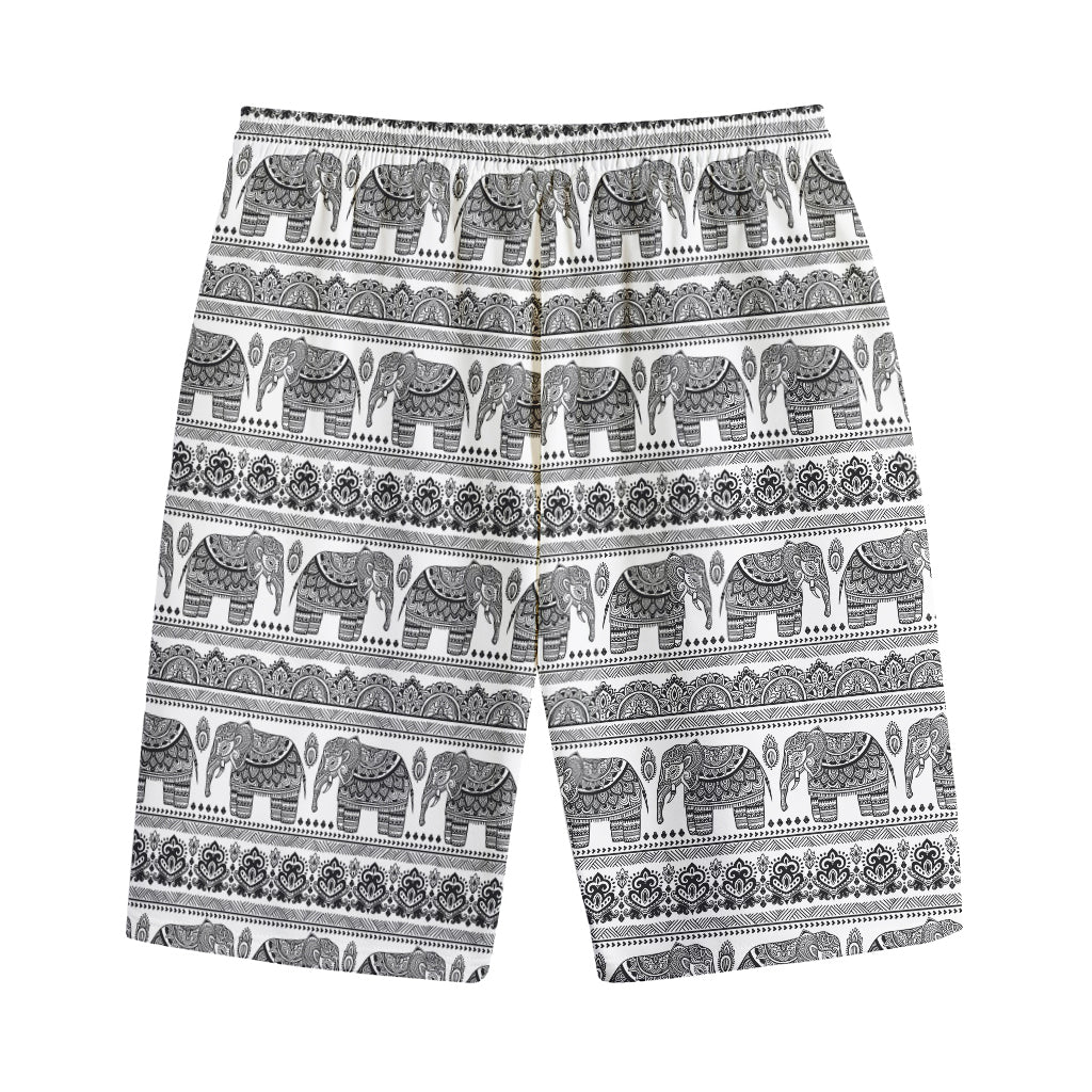 Indian Bohemian Elephant Pattern Print Cotton Shorts