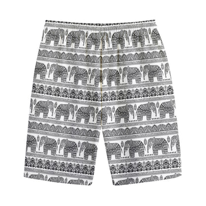 Indian Bohemian Elephant Pattern Print Cotton Shorts