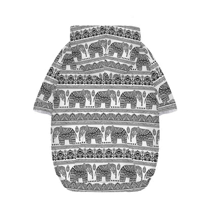Indian Bohemian Elephant Pattern Print Dog Zip Up Hoodie