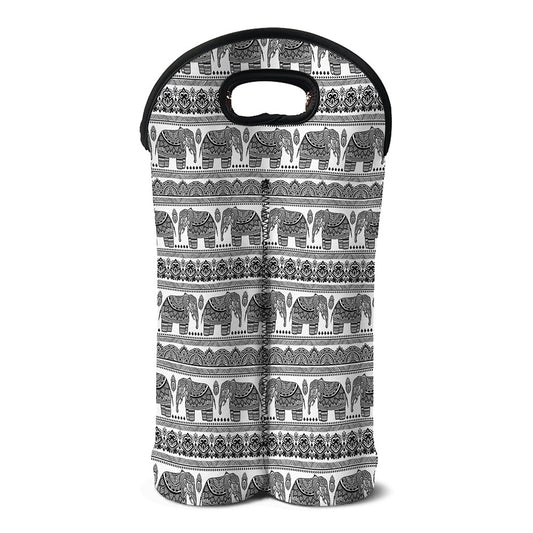 Indian Bohemian Elephant Pattern Print Double Neoprene Wine Tote