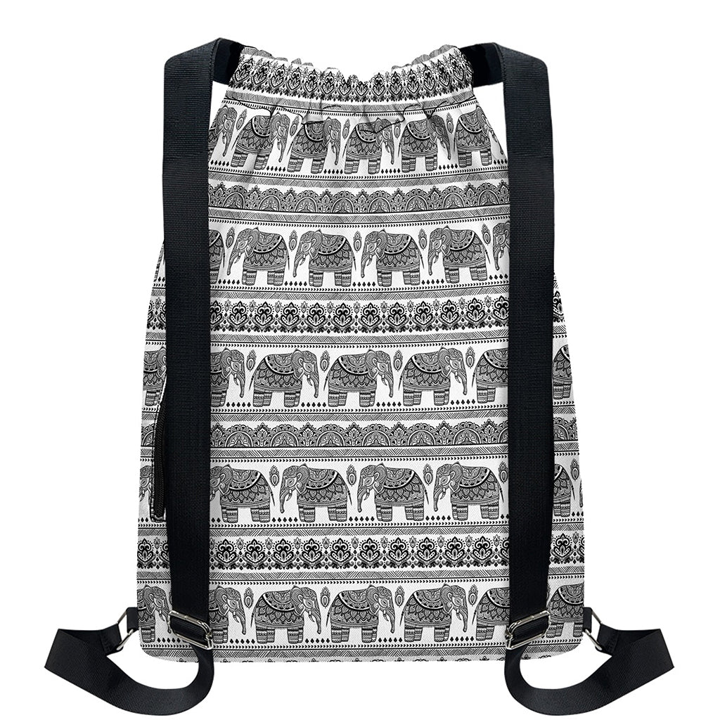 Indian Bohemian Elephant Pattern Print Drawstring Backpack