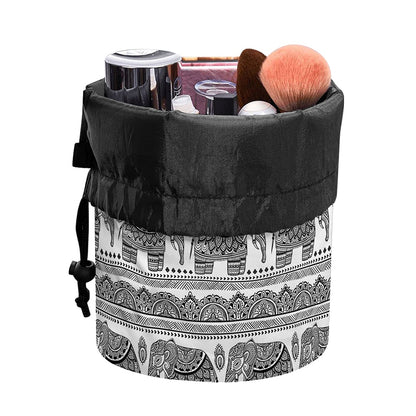 Indian Bohemian Elephant Pattern Print Drawstring Makeup Bag