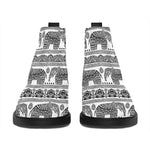 Indian Bohemian Elephant Pattern Print Flat Ankle Boots
