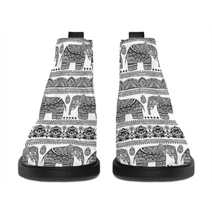 Indian Bohemian Elephant Pattern Print Flat Ankle Boots