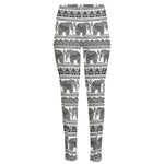 Indian Bohemian Elephant Pattern Print High-Waisted Pocket Leggings