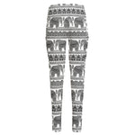 Indian Bohemian Elephant Pattern Print High-Waisted Pocket Leggings