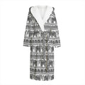 Indian Bohemian Elephant Pattern Print Hooded Bathrobe