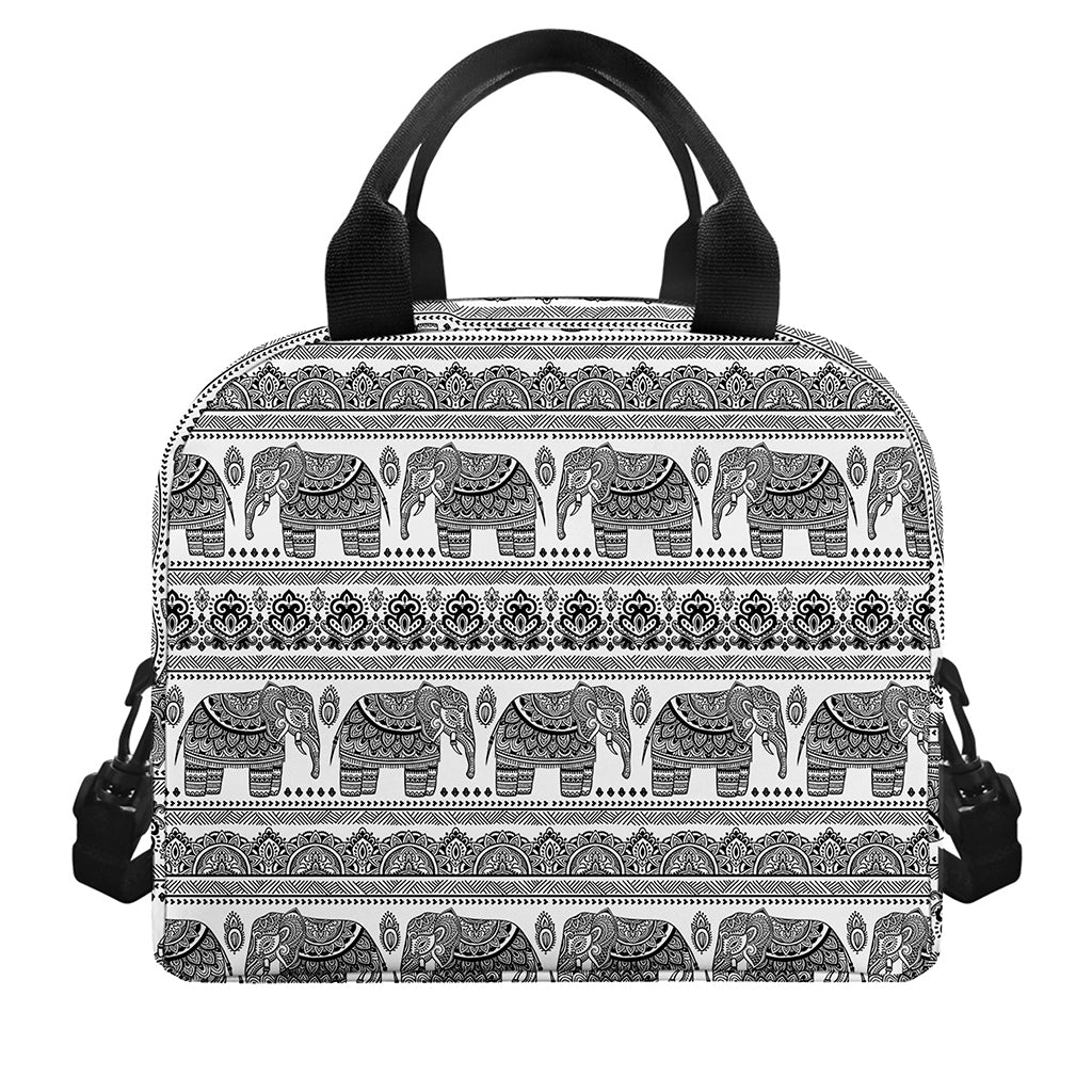 Indian Bohemian Elephant Pattern Print Insulated Lunch Bag