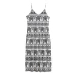 Indian Bohemian Elephant Pattern Print Jersey Midi Cami Dress