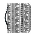 Indian Bohemian Elephant Pattern Print Leather Bible Cover
