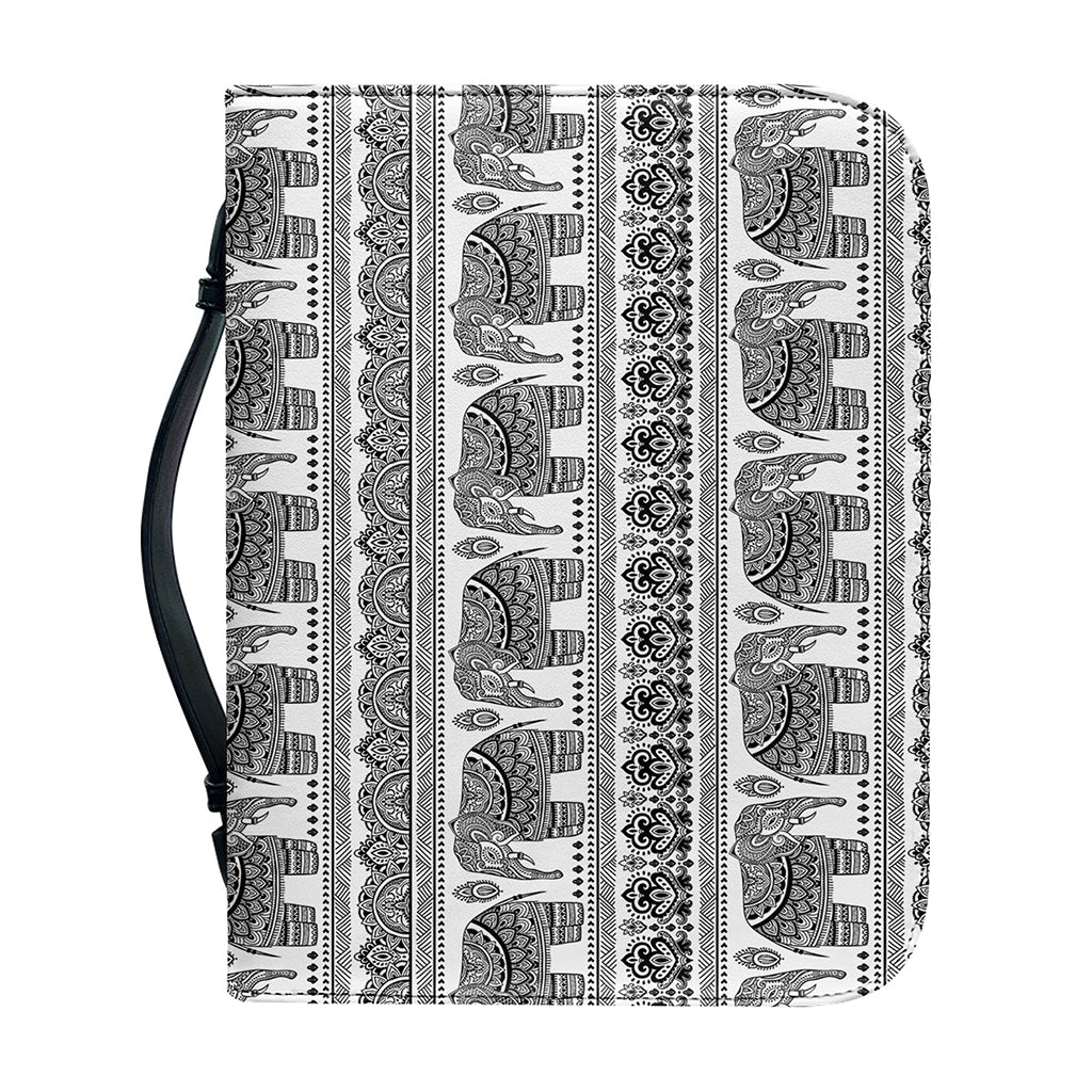 Indian Bohemian Elephant Pattern Print Leather Bible Cover