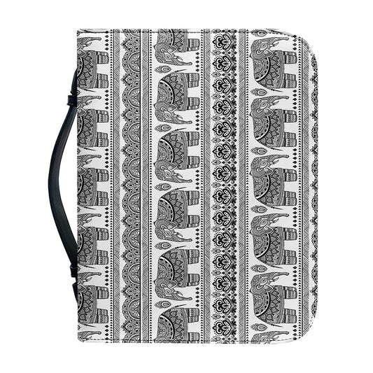 Indian Bohemian Elephant Pattern Print Leather Bible Cover