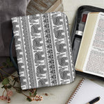 Indian Bohemian Elephant Pattern Print Leather Bible Cover