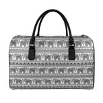 Indian Bohemian Elephant Pattern Print Leather Duffle Bag