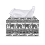 Indian Bohemian Elephant Pattern Print Leather Tissue Box Cover