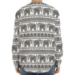 Indian Bohemian Elephant Pattern Print Long Sleeve Baseball Jersey