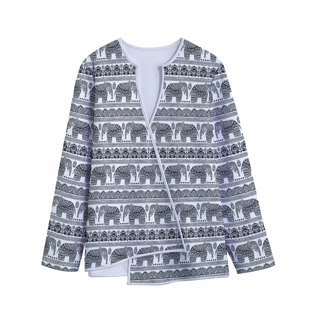 Indian Bohemian Elephant Pattern Print Long Sleeve Short Coat